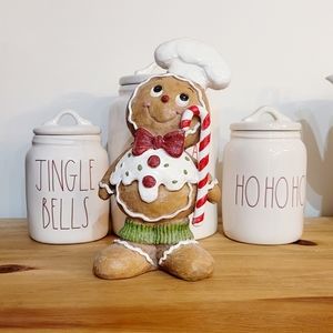 Gingerbread Glitter Figure with Candy Cane